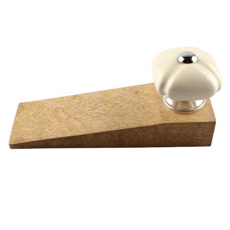 2 Pieces Solid Cream Square Ceramic Door Stopper